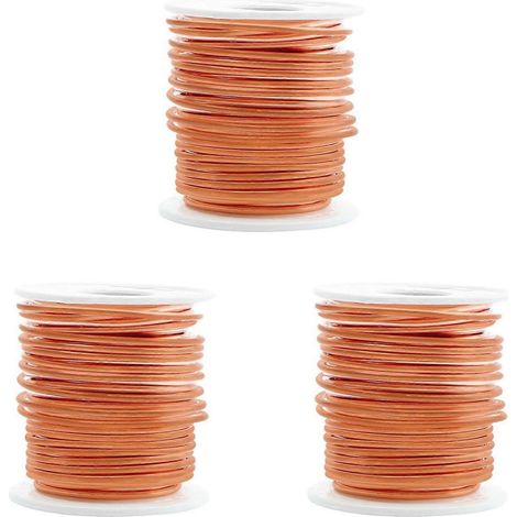 Lot de 3 Copper Fil, 99.9% Doux Pure Bare Copper Fil pour Gardening, Electroculture, 16 Gauge/1.3 mm Diameter, 127 Feet, 1 Pound (1/5)
