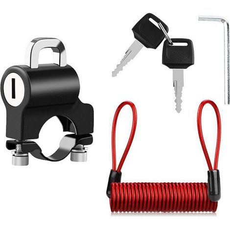 Antivol de casque à fixation sur guidon avec 2 clés pour motos et scooters électriques (1/5)
