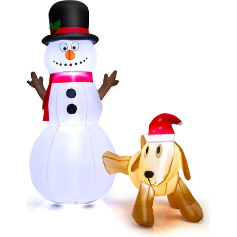 CASART Tall Inflatable Snowman and Dog Set  with Built-in LED Lights (1/5)