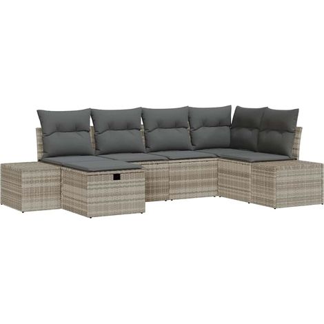 Maison Exclusive - Set Divano da Giardino 6 pcs Grigio chiaro polyrattan