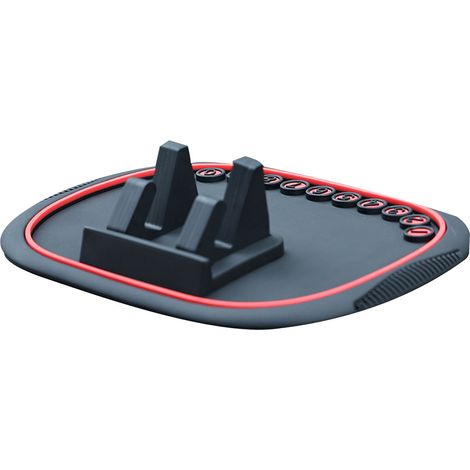 Porte-téléphone multifonction 2-en-1 pour console centrale, tapis antidérapant en silicone noir pour voiture (1/5)