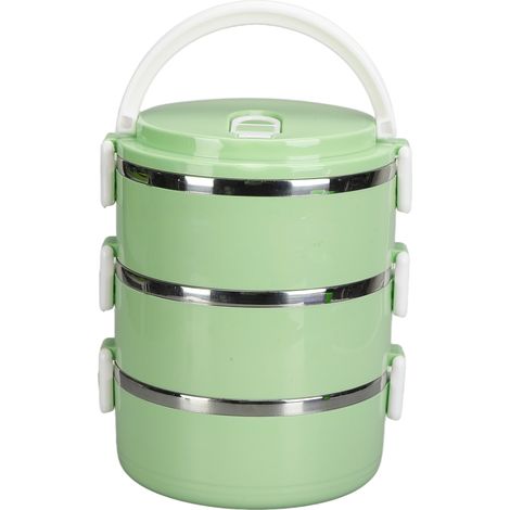 Boîte-repas isotherme en acier inoxydable 304 portable, 3 couches vert nordique pour école, bureau et plein air