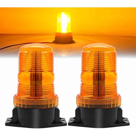 Gyrophare LED Orange Lumière stroboscopique d'urgence à led Avertissement et Lumières de Secours pour bus tracteur camion élévateur à fourche 10V-80V.(2PCS) (1/4)
