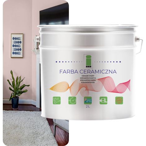 PITTURA MURALE IN CERAMICA ROSA, LAVABILE, ROSA PASTELLO, 2L, ANTIMACCHIA (1/5)