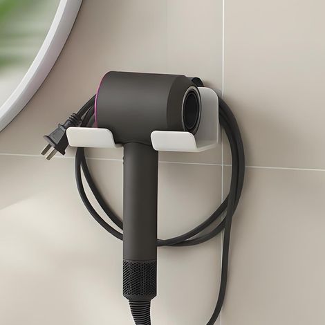 Supporto per asciugacapelli senza foratura, supporto adesivo per asciugacapelli da parete, organizer per bagno, supporto per asciugacapelli da parete, supporto per asciugacapelli, 1 pezzo (1/5)