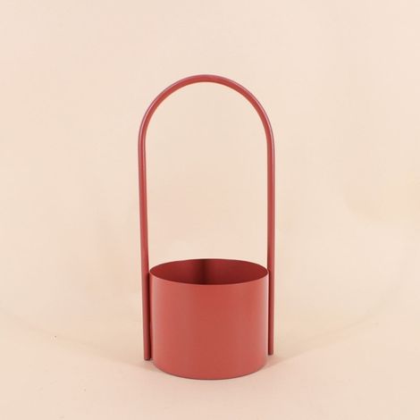 Cache pot en métal anse haute 13x30cm