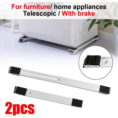 XJYMCOM Appliance Rolle Furniture Machine Dolly, Adjustable Furniture Moving Roller Wheels, Portable Washer Dryer Fridge Mobile Rolling Base Wheels for Washing Machine Refrigerator Stand with Brake (1/5)