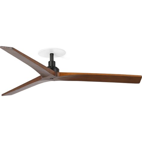Faro Klim Ventilateur de plafond encastré Klim, format moyen, noir mat, pales en noyer foncé
