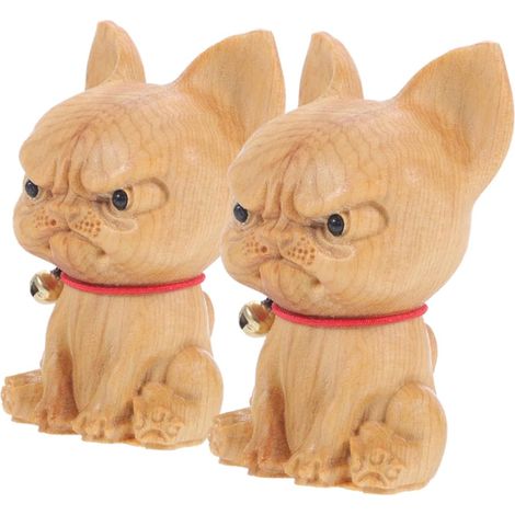 Stück Holztierstatue Bulldog Figur Handgeschnitzt Tier
