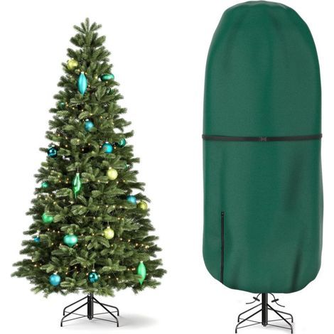 Housse verticale pour sapin de Noël, résistante aux déchirures et ajustable, 25 x 108 inch, imperméable et anti-poussière. (1/5)