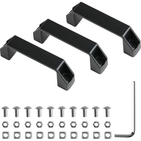 Poignée de Tirage, Poignées en Alliage d'Aluminium avec Écrou en T, Vis, Rondelle, Clé, Poignée de Maintien pour Profilé Aluminium Standard EU 20 Série (Écartement des Trous: 90 mm) (1/5)