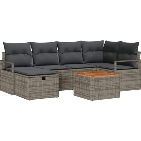 Garden Sofa Set 7 pcs Grey Poly rattan vidaXL (1/5)