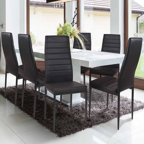 Lote de 6 sillas de comedor ROMANE negras (1/5)