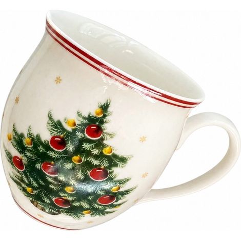 Mug de Noël en céramique, 450 ml, 13 x 10 cm, motif en V, tasse à café/thé de Noël 13 x 10 cm, 450 ml (1/5)