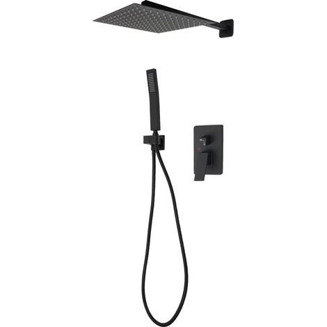 Colonne de Douche Encastrée, Ensemble de Douche Encastré, Kit Douche Encastrable avec Tête de Douche Carrée 30x30cm- Laiton & Acier Inoxydable (1/5)