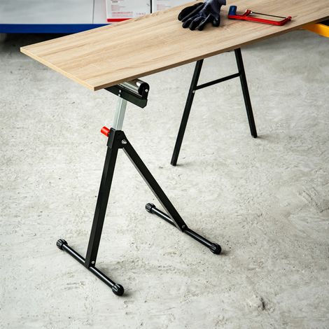 Carrello da officina pieghevole con ruote, supporto con ruote, altezza regolabile da 68 a 110 cm, portata massima 90 kg, nero.