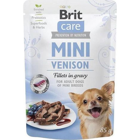 Alimento húmedo Brit Super Premium para perros adultos de razas pequeñas, sabor a caza, 85 g.