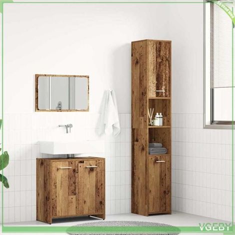 Ensemble de meubles salle de bain 3 pcs - Mod. 3328561 - Vieux bois - Bois d'ingénierie - Grand rangement (1/5)