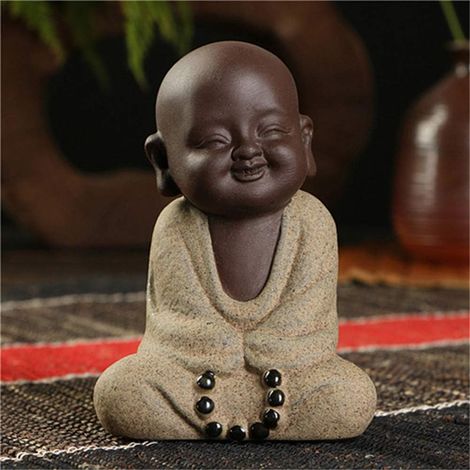 Statues de Bouddha, petit moine, couleur, sable, céramique, figurine artisanale, sculpture, Feng Shui, grès, décoration de bureau, sculpture, artisanat, décoration, textiles de maison, ornements, C