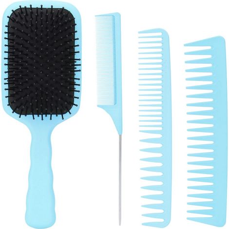 Peigne À Cheveux - Brosse Palette Démêlante Humide/Sèche - En Carbone Et Acier Inoxydable - Pour Hommes Et Femmes - Lot De 4