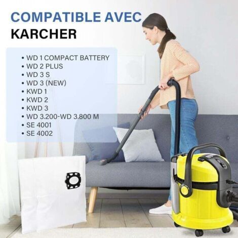 12 sacs d'aspirateur KFI 357 pour Kärcher KWD1, KWD2, KWD3, WD2 Plus, WD3, SE 4001, SE 4002, SE 4, SE 4 Plus Aspirateur, 2.863-314.0 (1/3)
