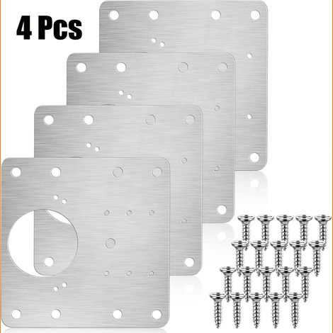 Kit de réparation de charnières de placard (4 pièces) : plaques de montage avec trous, supports de fixation plats, outils ménagers. (1/5)
