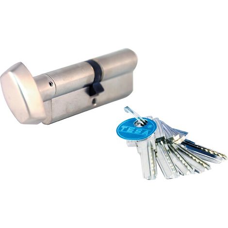 Cylindre de sûreté à bouton TESA T60 réversible - Nickelé - 30 x 40 - Varié - 3 clés - T65B3040N