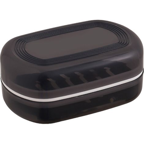 Jaboneras portátiles negras con tapa, aptas para viajes, ducha y baño, a prueba de fugas, paquete de 2 unidades. (1/5)