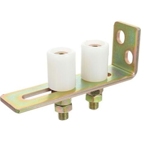 Guide de portail coulissant avec support en L, double rouleau en nylon réglable pour portes coulissantes de patio (1/5)