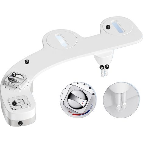 Bidet-Aufsatz, Doppeldüsen-Design, einstellbarer Druck und Temperatur, EU-Standard (1/5)
