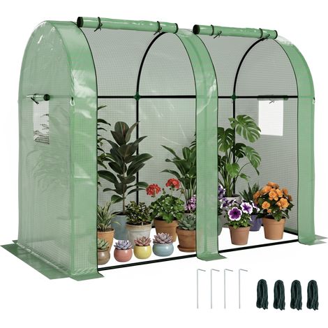 Serra per pomodori 185x94x150 cm – 2 porte avvolgibili e 4 finestre a rete – Verde