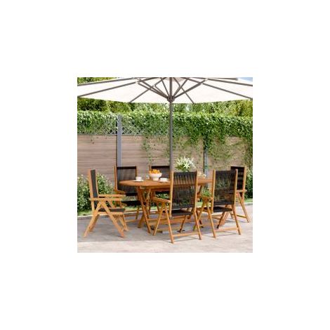 Chaises inclinables de jardin lot de 6 noir bois massif acacia (1/5)