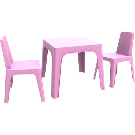 garbar JULIETA Set 2+1 Infantil Silla-Mesa Interior, Exterior Rosa Oscuro