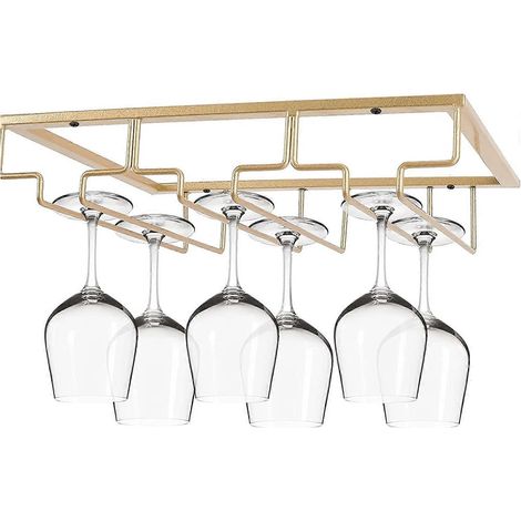 Porte-verres à vin décoratif en métal pour bar ou cuisine, 3 niveaux, à fixer sous un meuble, acier inoxydable, noir (1/5)