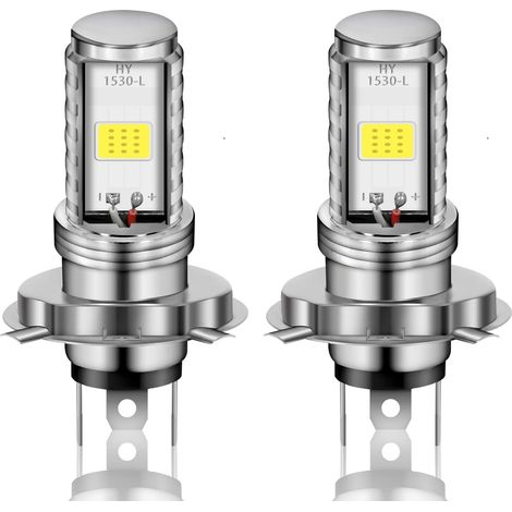 2PCS H4 LED Ampoules HS1 Phares Moto COB 10W Faisceau Haut et Bas, 900 Lumens, 6500K DC 9-80V (1/5)