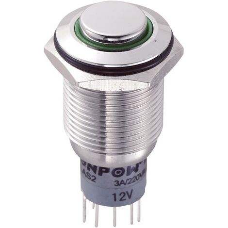 Bouton-poussoir antivandalisme TRU COMPONENTS LAS2GQH-22E/G/12V/S/P 701795 250 V/AC 3 A 2 x On/(On) IP65 à rappel 1 pc( (1/4)