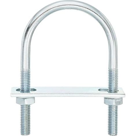 Boulons en U Ronds, 6 Ensembles de 55mm de Largeur Intérieure et 100mm de Longueur M8 en Acier au Carbone Zingué U Boulon de Serrage avec Écrous et Plaques, pour Remorque Bateau