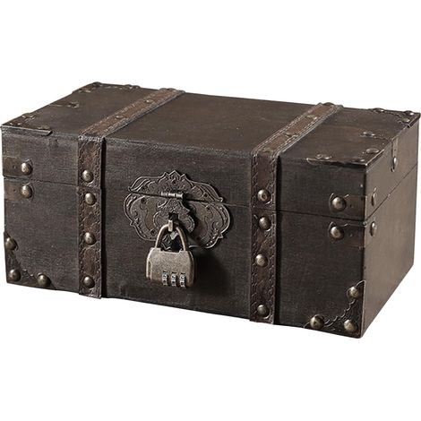 Coffre au Trésor Vintage en Bois 26 x 15 x 11,5 cm Coffre Pirate (1/5)