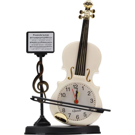GARRYFIZH Réveil violon Apparence unique Réveil innovant pour la maison, le salon, la décoration de bureau, cadeaux 2165B (hauteur 21 cm)