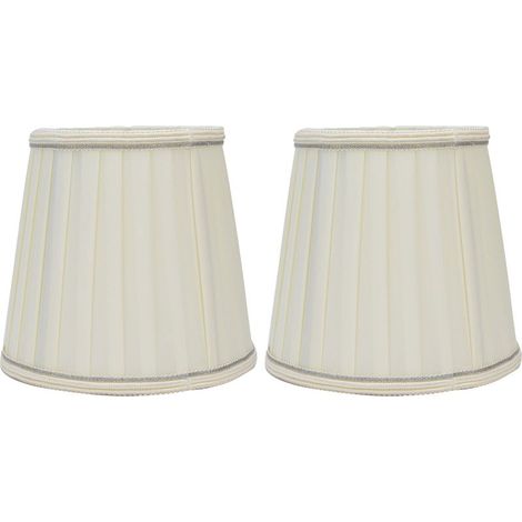 Abat-jour textile beige bord argenté – Style européen simple, pour lampe E14 à vis candlestick (2 abat-jour) (1/4)