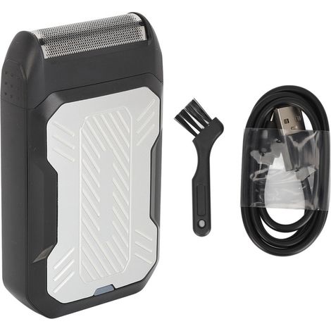 Elektronischer 2-in-1-Barttrimmer mit abnehmbarem Schneidkopf und USB-Aufladung, für Glatzenträger.