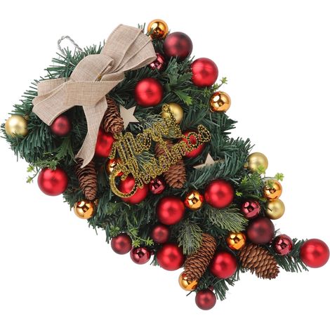 Künstlicher, handgefertigter, farbechter Weihnachtsschmuck in Form eines umgedrehten Baumes für Kamin, Fenster oder Wand (1/5)