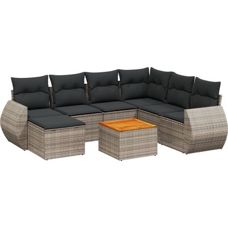 Maison Exclusive - 8-tlg. Garten-Sofagarnitur mit Kissen Grau Pol