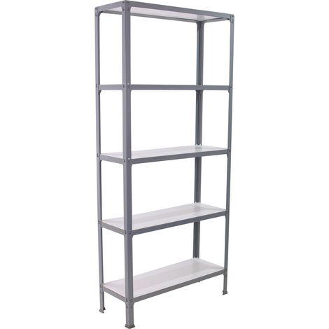 Estantería metálica sin tornillos SIMON HOME de 5 estantes (180x80x30cm) GRIS Y BLANCO (1/5)