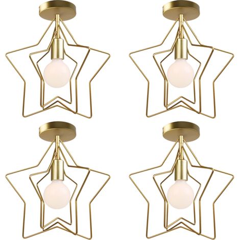 Lot de 4 Plafonnier Luminaire Moderne Lustre Forme Étoile Rotatif Lampe de Plafon en Métal (1/5)