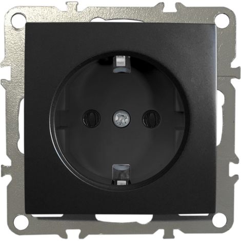 Schuko Steckdose Unterputz Schutzkontakt-Steckdose 1-Fach 16A 220-250V Schwarz Matt
