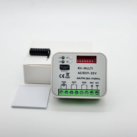 Zigbee und WiFi zweifacher Schaltkreis intelligenter Schalter, Impulssteuerung, Mehrfrequenz-kompatibel (280–915 MHz), Universalversorgung AC/DC 9–30 V.-lsw
