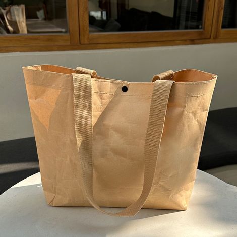 Sac fourre-tout rétro en papier kraft – Sac de shopping et de transport à l'épaule  Largeur 50 x Hauteur 40 x Largeur de fond 15 cm