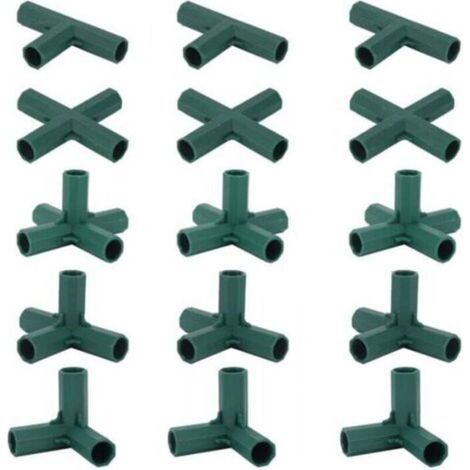 Cyslmuk – Lot de 15 connecteurs de cadre de serre 16 mm – 5 types de connecteurs pour construction de serre – Plastique résistant aux chocs