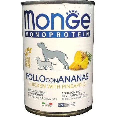Monge Fruit Cane, Patè Monoproteico 400gr - Pollo e Ananas
